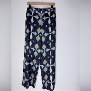 NWT Banana Republic Factory Relaxed Pull-On Pant Medium navy blue ikat #891916